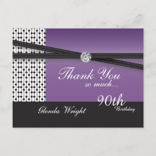 Elegant Amethyst Purple and Black Birthday Postcard