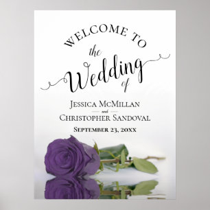 Elegant Amethyst Purple Rose Chic Wedding Welcome Poster