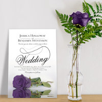 Elegant Amethyst Purple Rose Classy Script Wedding