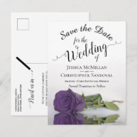Elegant Amethyst Purple Rose Wedding Save the Date