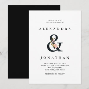 Elegant Ampersand Black and White Wedding Invitation