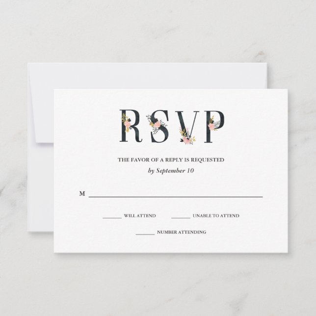 Elegant Ampersand | Black and White Wedding RSVP (Front)