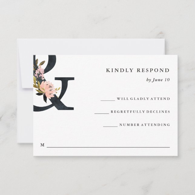 Elegant Ampersand | Black and White Wedding RSVP (Front)