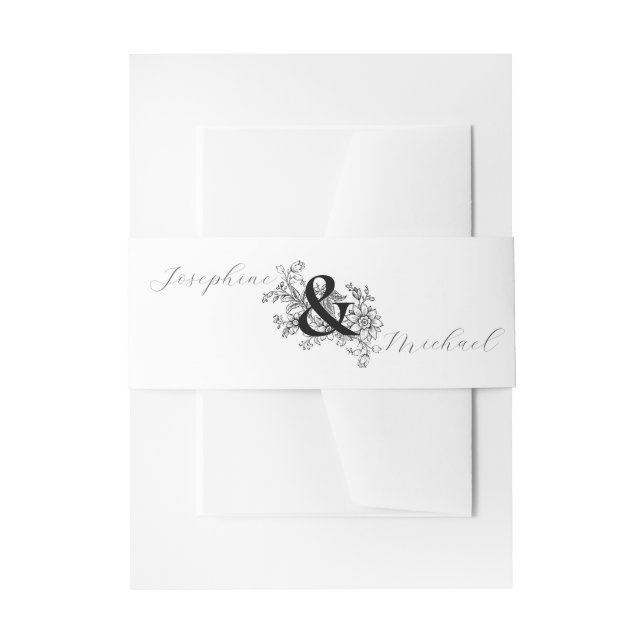 Elegant Ampersand Botanical Wedding Invitation Belly Band (Front Example)