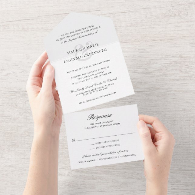 Elegant Ampersand Formal Traditional Wedding All In One Invitation (Tearaway)