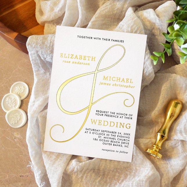 Elegant Ampersand Gold Foil Modern Wedding (Creator Uploaded)