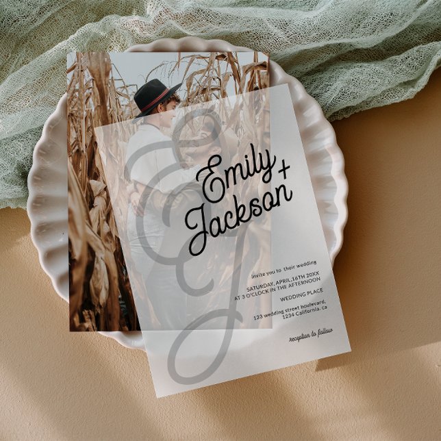 Elegant Ampersand Modern Initials Wedding  Vellum Invitations (Elegant Ampersand Modern Initials Wedding Vellum Invitations)