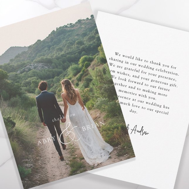 Elegant, ampersand, script font, 1 Photo Thank You Card (Creator Uploaded)