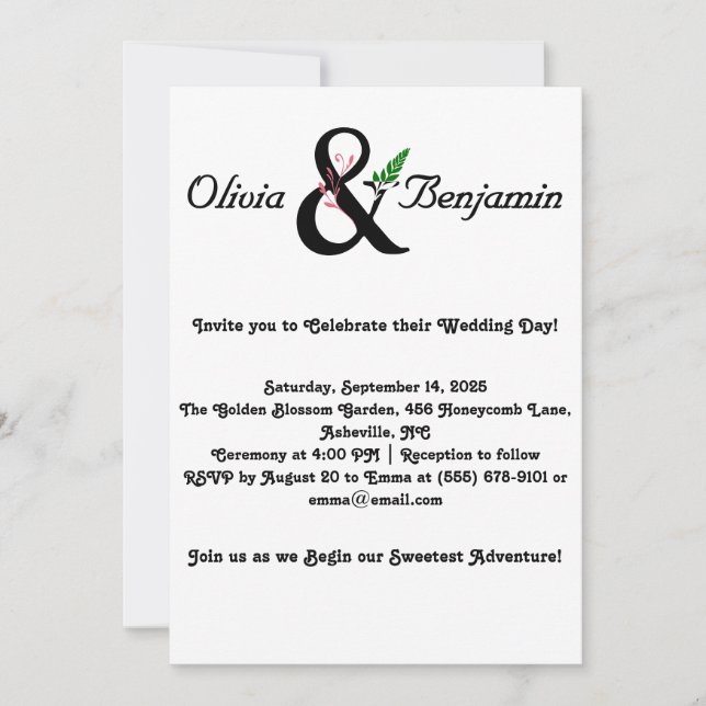Elegant Ampersand & Script Wedding Design Invitation (Front)
