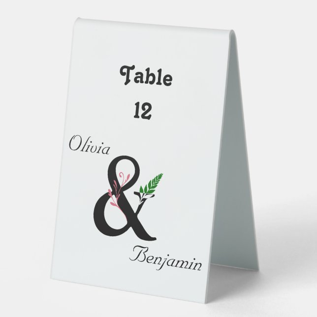 Elegant Ampersand Table Tent Sign (Front)