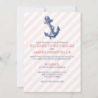 Elegant Anchor Nautical Wedding Invitations
