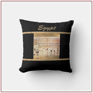 Elegant Ancient Egypt Black Throw Pillow