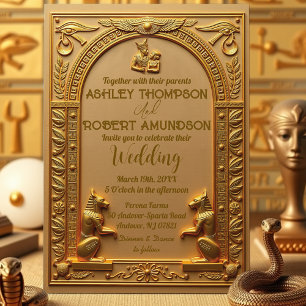 Elegant Ancient Egyptian Gold Wedding Invitation