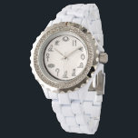 Elegant Ancient Egyptian Numerals White Watch<br><div class="desc">Add a touch of ancient mystique to your everyday style with this elegant white and gold-tone wristwatch. The sophisticated design features a clean white dial adorned with authentic Ancient Egyptian numerals, creating a unique and intellectual aesthetic. This chic timepiece boasts a crisp white strap and a shimmering bezel, making it...</div>