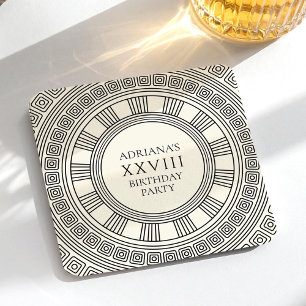 Elegant Ancient Greece Birthday Square Paper Coaster