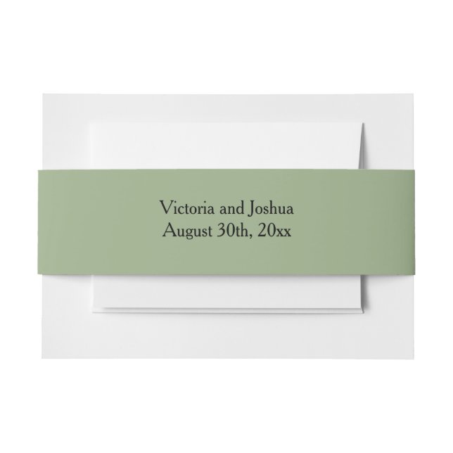 Elegant and Basic Sage Green Invitation Belly Band (Front Example)