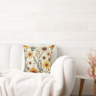 Elegant and beautiful autumn-like flowers cushion