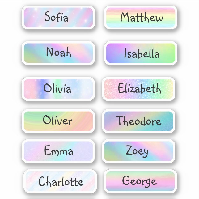 Elegant and Beautiful Pastel Rainbow name label  (Front)