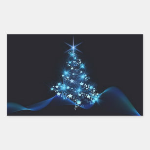 **ELEGANT AND BLUE TREE FOR** CHRISTMAS RECTANGULAR STICKER
