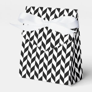 Elegant and Bold Black and White Herringbone Favour Box