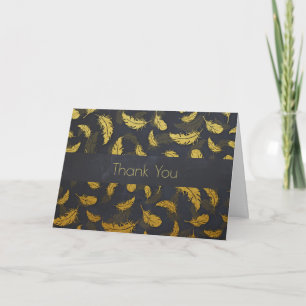 Elegant And Chic Black And Gold Feather Thank You Card