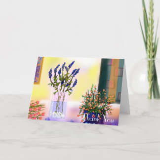 Elegant and Chic Colourful Flowers in Mason Jar Thank You Card