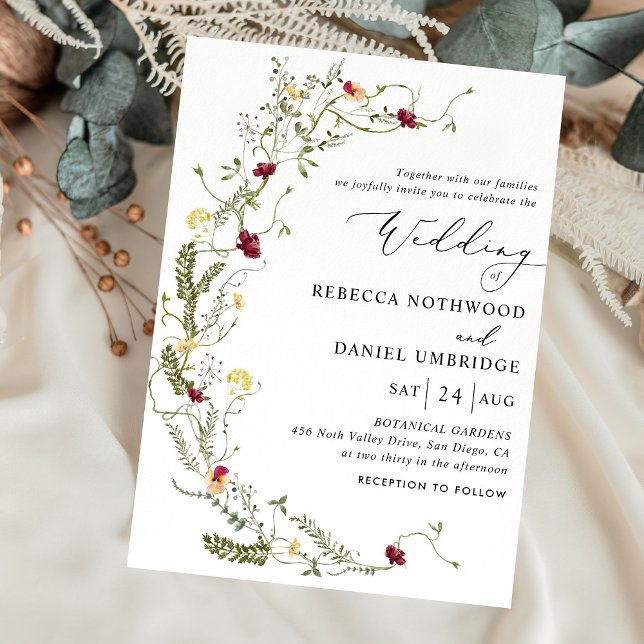 Elegant and Chic Delicate Flowers Wedding  Invitation (Creator Uploaded)