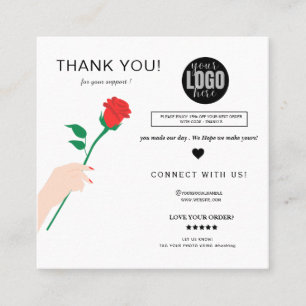 Elegant and chic floral thank you square business card