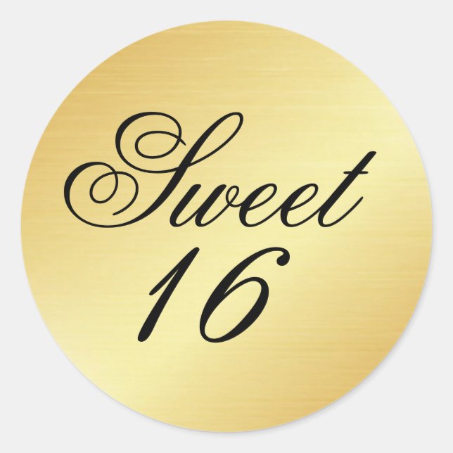 Elegant and Chic Gold Sweet 16 Sticker (Front)