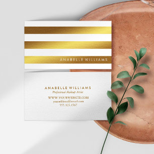 Elegant and Chic White Faux Gold Foil Business Card