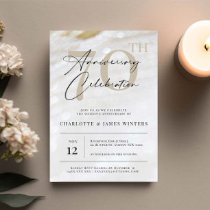 Elegant and classic pearl texture 70th anniversary invitation
