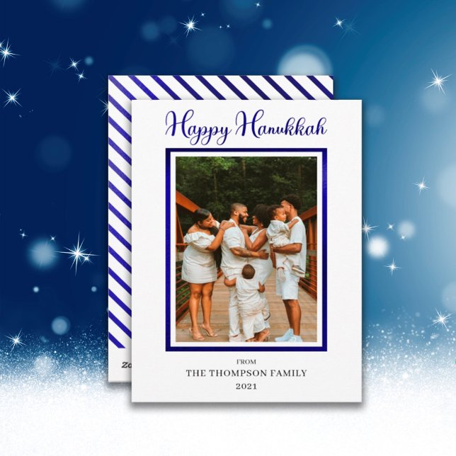 Elegant and Classy Faux Foil Photo Happy Hanukkah Holiday Card (Creator Uploaded)