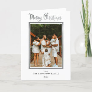 Elegant and Classy Faux Foil Photo Merry Christmas Holiday Card