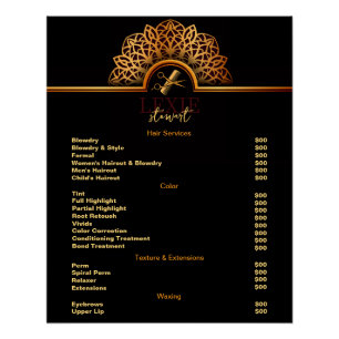 Elegant and Classy Hair Stylist Price List Poster