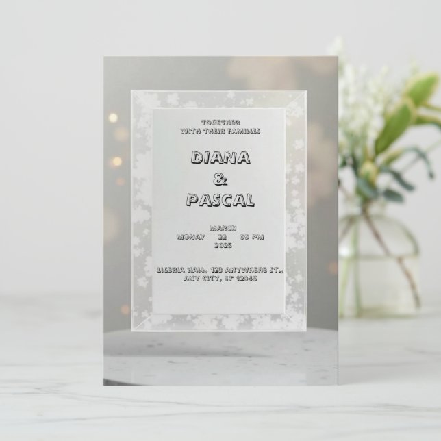 Elegant and classy invitation, on a grey backgroun invitation (Standing Front)