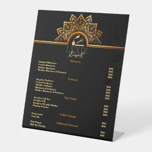 Elegant and Classy Nail Tech Price List Pedestal Sign