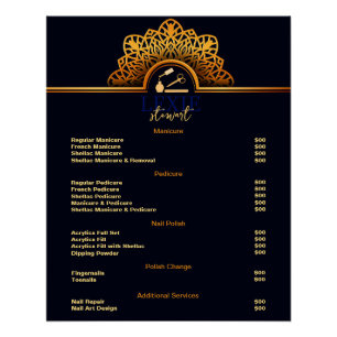 Elegant and Classy Nail Tech Price List Poster