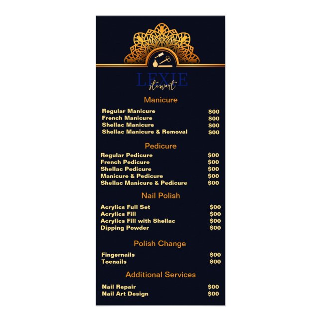 Elegant and Classy Nail Tech  Rack Card (Front)