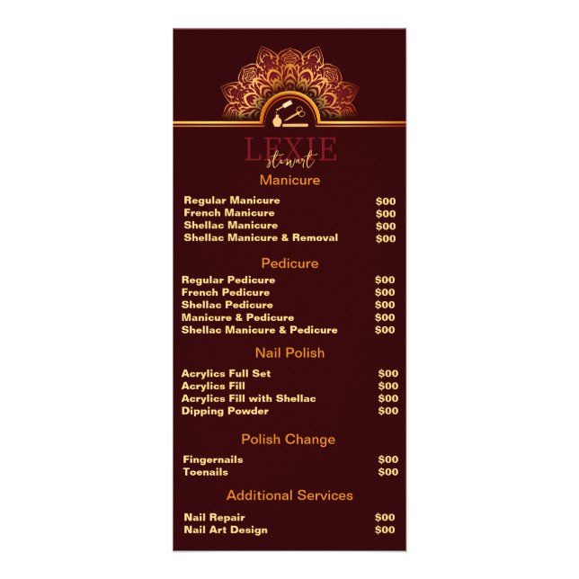 Elegant and Classy Nail Tech  Rack Card (Front)