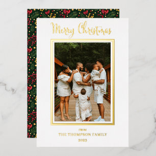 Elegant and Classy Photo Merry Christmas Foil Holiday Card