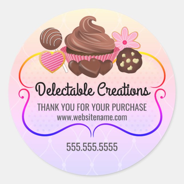 Elegant and Colourful Dessert Bakery Box Seals (Front)