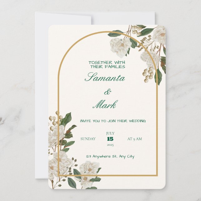 Elegant and Customisable Wedding Invitation Card  (Front)