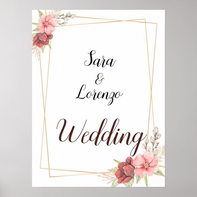 Elegant and customizab Wedding Poster Watercolor (Front)