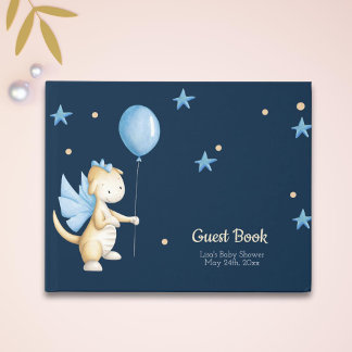Elegant and Cute Baby Dragon Boy Baby Shower Guest Book