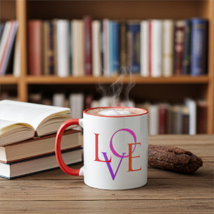 Elegant and Cute Colourful LOVE Typography Art Mug
