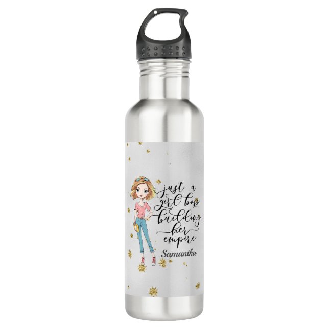 Elegant  and Cute Lady | Girl Boss | Grey 710 Ml Water Bottle (Front)