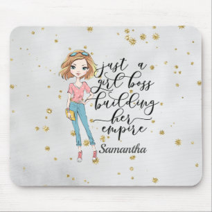 Elegant  and Cute Lady   Girl Boss   Grey Mouse Pad
