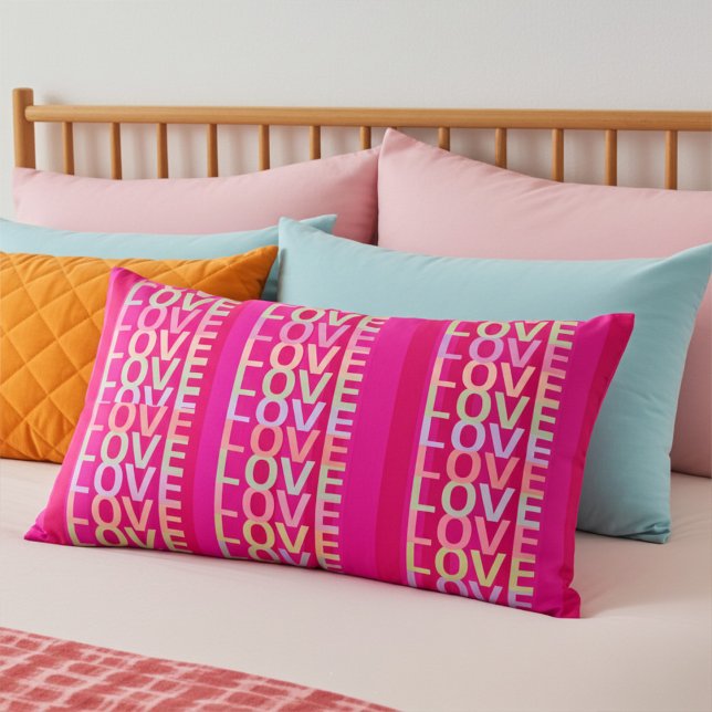 Elegant and Cute "LOVE" in Hot Pink and Red Decorative Cushion (Creator Uploaded)