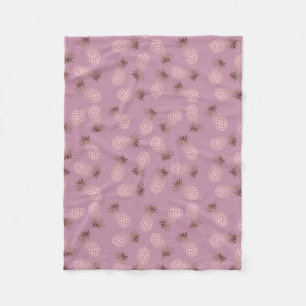 Elegant and cute rose gold pineapple pattern fleece blanket