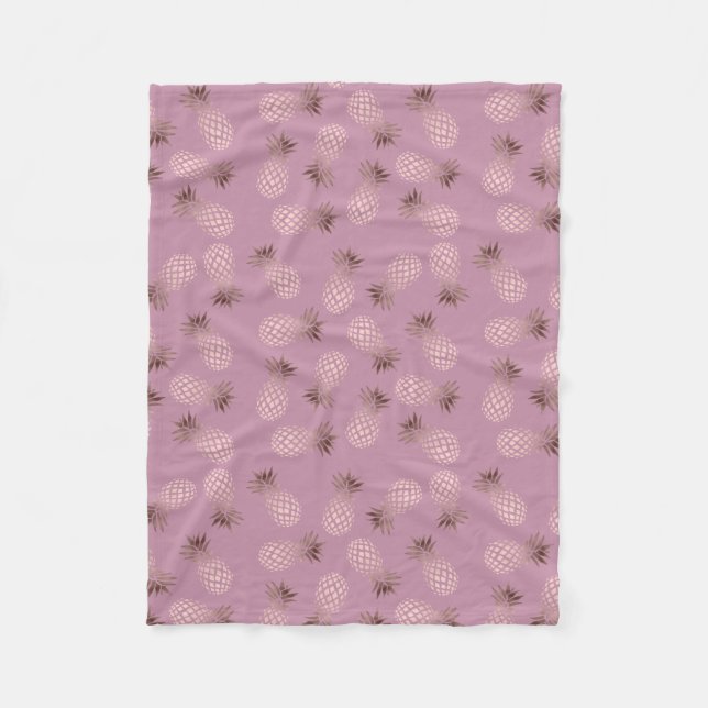 Elegant and cute rose gold pineapple pattern fleece blanket (Front)